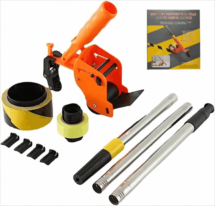 Floor Tape Applicator，Masking Tape Machine Kit with Extendable Pole for Wall and Floor Painting - 2-In-1 Tape Dispenser and Sticker Applicator Tool Set