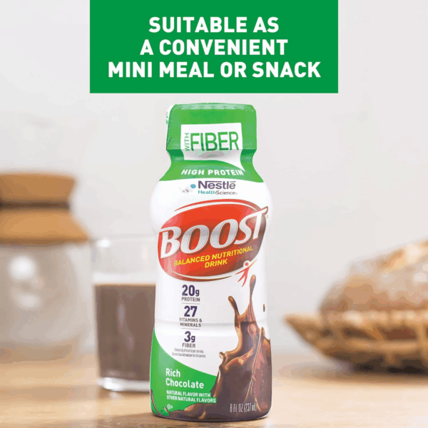 High Protein with Fiber Ready to Drink Complete Nutritional Drink, Rich Chocolate, 8 Fl Oz Bottle, 24 Pack - Image 4