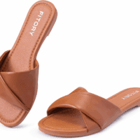 Women'S Flat Sandals Fashion Slides with Soft Leather Slippers for Summer Size 6-11