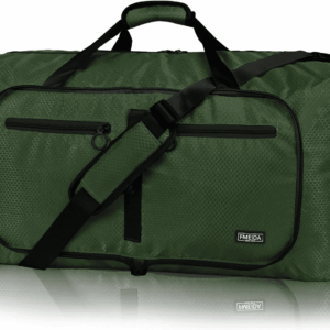 65L Duffle Bag with Shoes Compartment, Foldable Travel Duffel Bags for Men Women, Large Packable Travel Bag Water Repellent & Tear Resistant (Green)