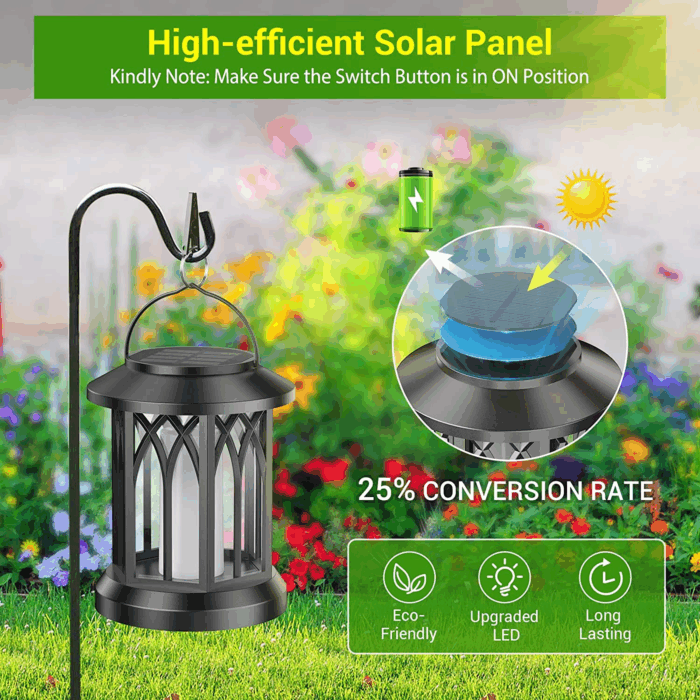 4 Pack Solar Lantern Outdoor Lights, Upgraded Flickering Flame Solar Lanterns Lights Outdoor Waterproof, Hanging Lantern Decorative, Solar Powered Lanterns for Yard Patio Path Tree Garden Decor - Image 4
