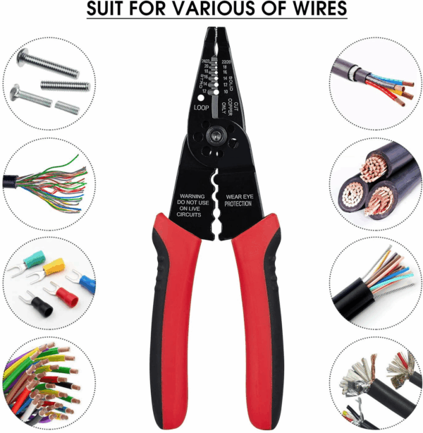WG-015 Professional 8-Inch Wire Stripper/Wire Crimping Tool, Wire Cutter, Wire Crimper, Cable Stripper, Wiring Tools and Multi-Function Hand Tool. - Image 6