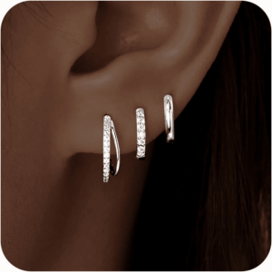 Small Sterling Silver Huggie Hoop Earrings Set for Women, 14K Gold Plated Cartilage Earings for Multiple Piercing Hypoallergenic Trendy Jewelry, Dainty Tiny Mini Stack Cubic Zircon Earring Gift