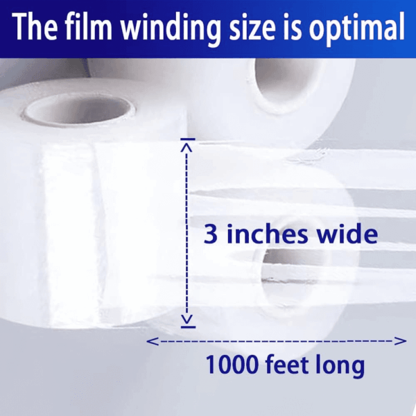 4 Pack Industrial Clear Stretch Wrap Film, 80 Gauge Thick, 3" X 1000Ft Plastic Pallet Film, Industrial Strength Stretch up to 500% for Moving, Furniture, Wrapping, Shipping, Packing Materials - Image 2