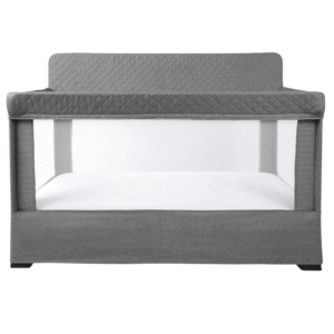Lunaire Full Size Crib & Playard | Breathable Mesh Baby Crib | Tool-Free Assembly Baby Bed | Charcoal Tweed