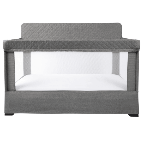 Lunaire Full Size Crib & Playard | Breathable Mesh Baby Crib | Tool-Free Assembly Baby Bed | Charcoal Tweed