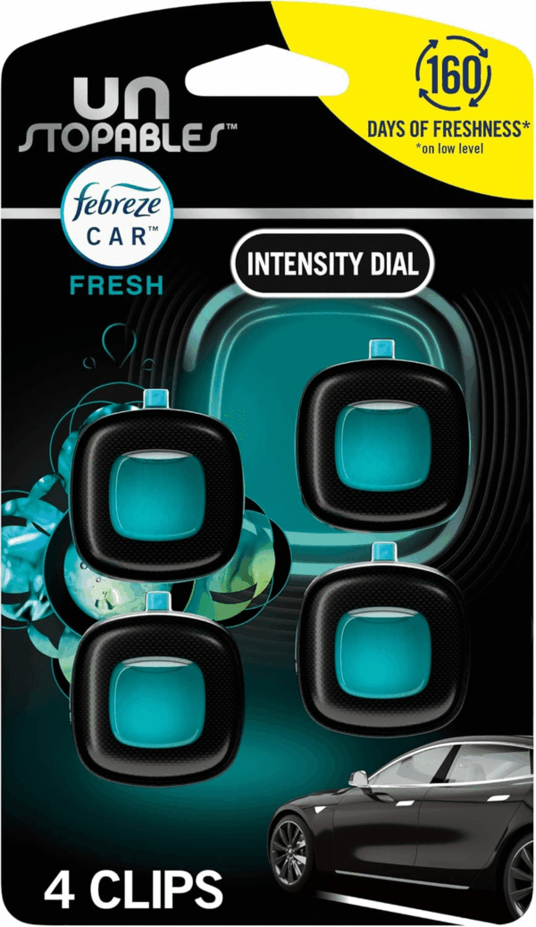 Unstopables Car Odor-Fighting Car Freshener Vent Clip Fresh Scent, .07 Oz. Car Vent Clip, Pack of 4