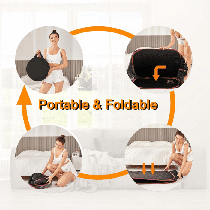 Portable Sauna Box, Portable Sauna for Home with 2.6L Steamer Generator, Remote Control, Portable Chair & Floor Mat, Full Body Personal Saunas Tent for Health, 9 Levels, Orange - Image 4