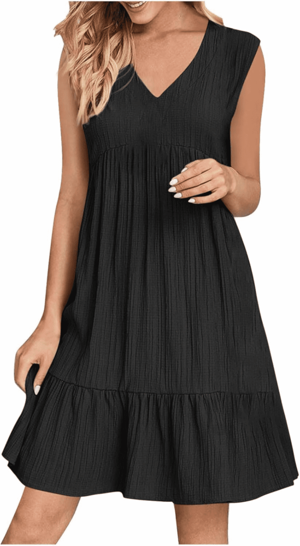 Womens Summer Dress Sleeveless V Neck Mini Dresses Fashion Casual Flowy Boho Ruffle a Line Swing Sundress 2025 - Image 7