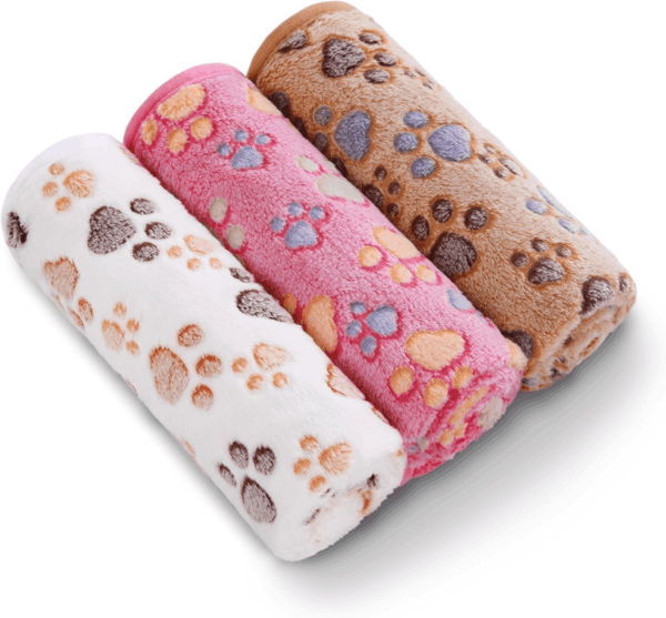 1 Pack 3 Blankets Super Soft Fluffy Premium Fleece Pet Blanket Flannel Throw for Dog Puppy Cat Paw Brown/Pink/White Small(23X16 Inch) - Image 8