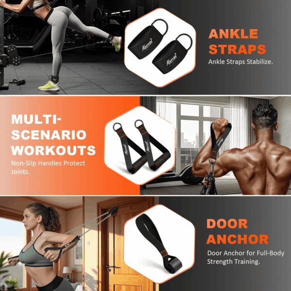 Resistance Bands, Exercise Bands with Handles, Fitness Bands, Workout Bands with Door Anchor and Ankle Straps, for Heavy Resistance Training, Physical Therapy, Shape Body, Yoga, Home Workout Set - Image 5