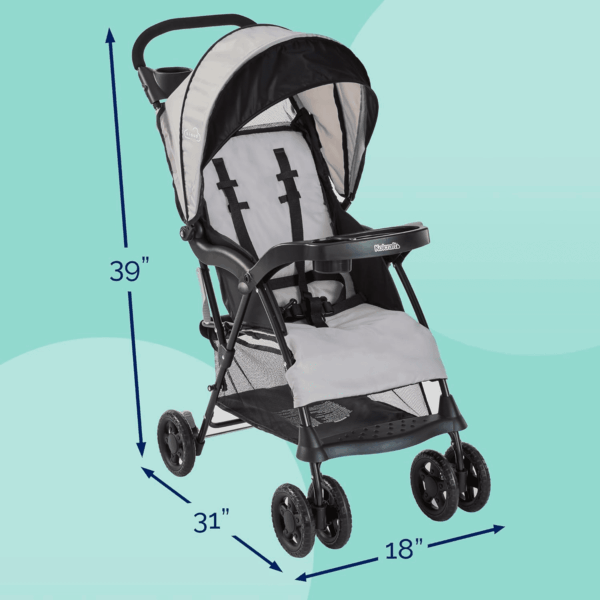 Cloud plus Lightweight Toddler Umbrella Baby Stroller with Large Storage Basket and Canopy, Reclining Seat, Child and Parent Trays, Compact Easy Fold for Summer Travel - Slate Gray - Image 2