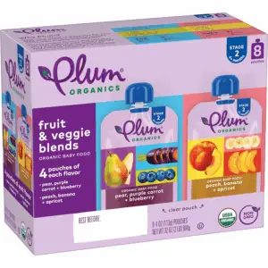Stage 2 Organic Baby Food - Fruit and Veggie Variety Pack - 4 Oz Pouch (Pack of 8) - Organic Fruit and Vegetable Baby Food Pouch