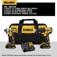 20V MAX Cordless Drill, Impact Driver, 2-Tool Power Tool Combo Kit, Brushless Power Tool Set with 2 Batteries and Charger Included (DCK277D2) - Image 3