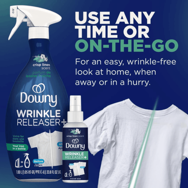 Wrinkle Release Spray, Travel Size Spray, All in One Formula, Removes Wrinkles, Static and Odor Eliminator, Crisp Linen Scent, 3 Fl Oz, Pack of 3 - Image 5