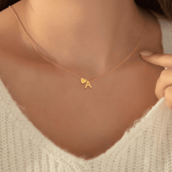 Heart Initial Necklaces for Women 14K Gold Plated Dainty A-Z Letter Pendant Necklace Tiny Gifts for Womens Jewelry - Image 4