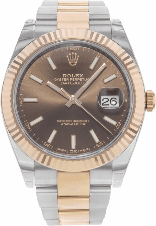 Datejust Ii 41Mm Chocolate Dial Rose Gold and Steel Men'S Watch 126331