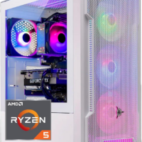 Skytech Archangel Gaming PC Desktop, Ryzen 5 5500 3.6 Ghz (4.2Ghz Turbo Boost), NVIDIA RTX 3050 (6GB) 6GB GDDR6, 1TB SSD, 16GB DDR4 RAM 3200, 650W Gold PSU, Wi-Fi, Win 11 Home
