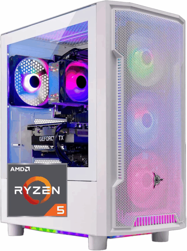 Skytech Archangel Gaming PC Desktop, Ryzen 5 5500 3.6 Ghz (4.2Ghz Turbo Boost), NVIDIA RTX 3050 (6GB) 6GB GDDR6, 1TB SSD, 16GB DDR4 RAM 3200, 650W Gold PSU, Wi-Fi, Win 11 Home