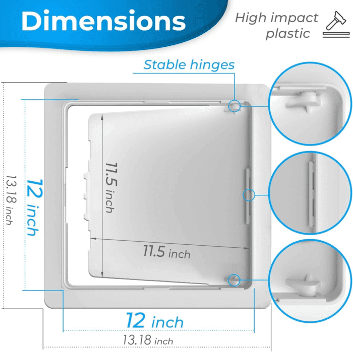 Access Panel for Drywall - 12X12 Inch - Wall Hole Cover - Access Door - Plumbing Access Panel for Drywall - Heavy Durable Plastic White - Image 2
