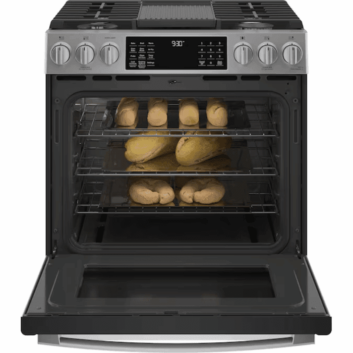 Profile 30-In 5 Burners 5.6-Cu Ft Air Fry Convection Oven Slide-In Natural Gas Ran ( Finrprint-Resistant Stainless Steel ) - Image 2