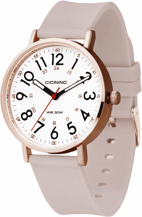 Nurse Watch for Medical Professionals Students Women Men, Analog Nursing Watches with 30M Waterproof 12/24 Hour Military Time, Second Hand, Easy to Read, Colorful Silicone Band