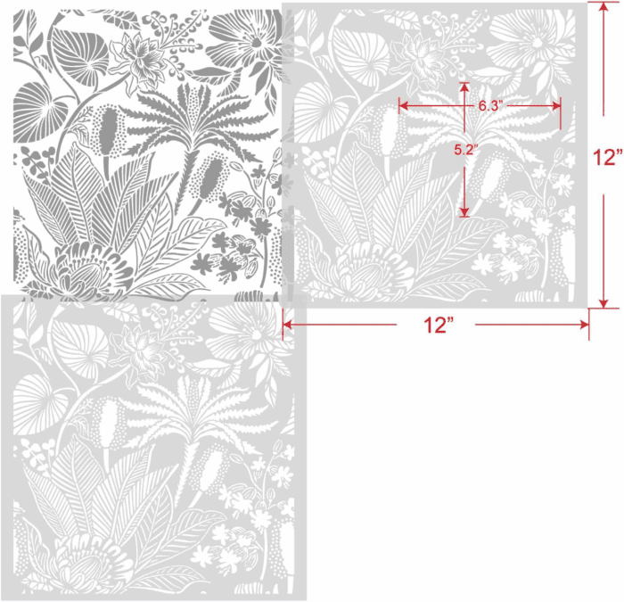 Allover Floral Wall Stencils 12X12Inch Large Plants Flowers Stencil for Wall Decor Reusable Flower Stencils for Painting Walls Floors Wood Furniture - Image 7