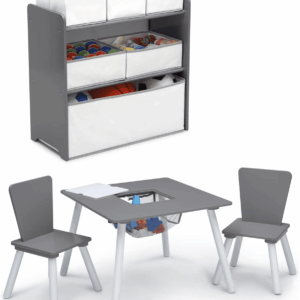 4-Piece Toddler Playroom Set, Grey/White