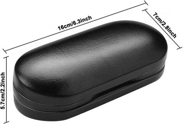 2 in 1 Double Sided Portable Contact Lens Case and Glasses Case,Dual Use Design with Built-In Mirror,Tweezer and Contact Lens Solution Bottle Included for Travel Kit,Black - Image 2
