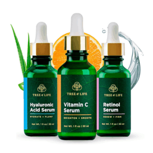 Facial Skin Care Set, Brightening, Firming, Hydrating, Dry Face, Dermatologist Tested - Trio Power Kit, Vitamin C, Retinol and Hyaluronic Acid, 3 Count of 1 Fl Oz