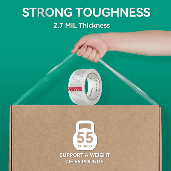 Clear Packing Tape Refills (6 Rolls),Heavy Duty Packaging Tape for Moving Sealing, Moving Supplies,2.7 Mil Thick, 1.88 in Wide,65 Yards per Roll,Total 390 Yards - Image 2