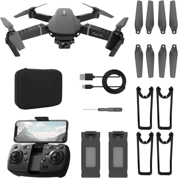 Drone with 1080P Camera for Kids, Foldable Mini Drone for Kids Boys Beginners, 2 Batteries, Toys Drone, Gestures Selfie, One Key Start, 360° Flips, Toy Gifts for Boys Black E88 - Image 8