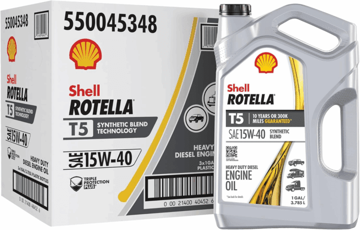 T5 Synthetic Blend 15W-40 Motor Oil, 1 Gallon (3 Pack)