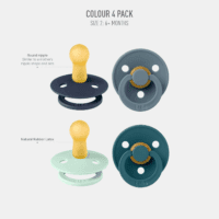 Pacifiers - Colour 4 Pack | round Nipple Baby Pacifier | BPA Free Natural Rubber Latex Soother | Made in Denmark | Size 6-18 Months | Boy Colors - Image 2