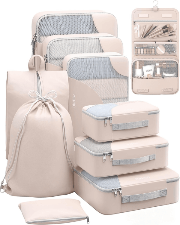 Travel Essentials ALL INCLUDED 10 Set Durable Packing Cubes for Suitcases, UPGRADED Anti-Tear Stitching, NEW Improved Luggage Packing Organizers for Travel Accessories