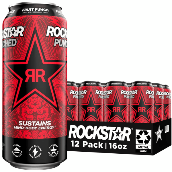 Punched Energy Drink, Fruit Punch, 16 Fl Oz (Pack of 12) (Packaging May Vary)