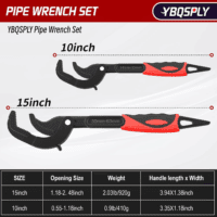 Pipe Wrench Set, 10” and 15” Self Adjusting Wrench 2-Piece Plumbing Tools - Pipe Vise Wrench Basin Wrench for 0.55“-2.48”/14-60Mm Standard Nuts, Irregular Nuts, Pipes Use - Image 2
