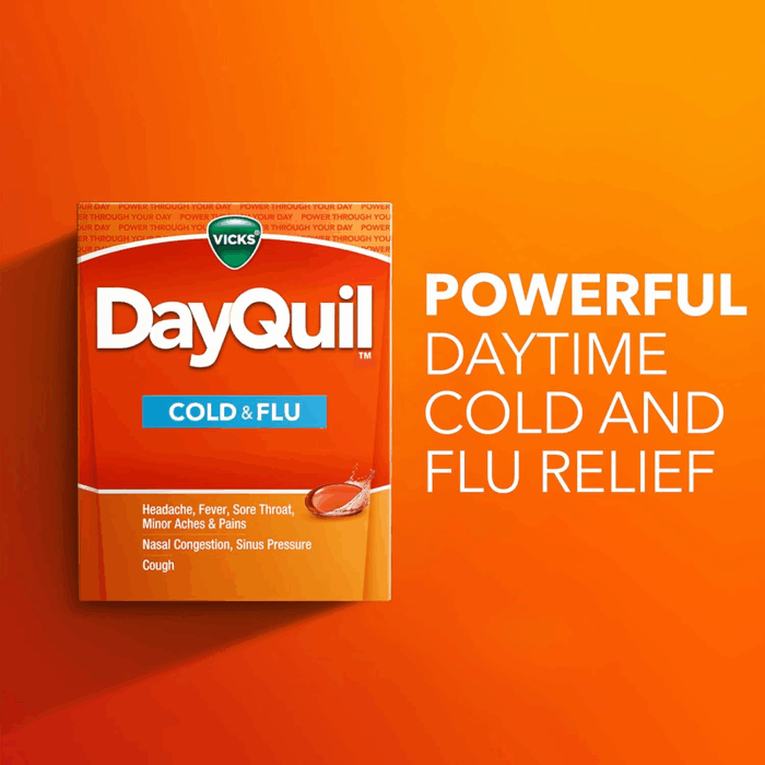 Dayquil Cold & Flu Medicine, Non-Drowsy Powerful Multi-Symptom Daytime Relief for Headache, Fever, Sore Throat, Minor Aches and Pains, Nasal Congestion, Sinus Pressure and Cough, 48 Liquicaps - Image 4