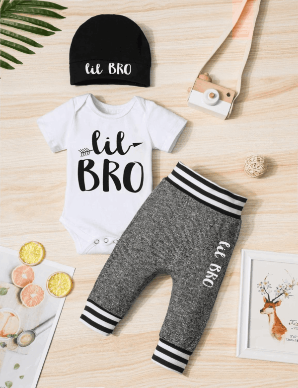 Newborn Baby Boy Clothes New to the Crew Letter Print Romper+ Pants+Hat 3PCS Outfit - Image 4
