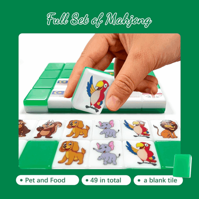 Seaside Escape Game Blocks Mahjong Sets with 49 Tiles 40Mm Pet and Flag Pattern. - Image 4