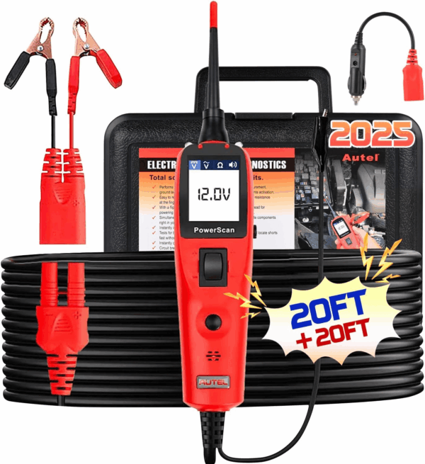 Powerscan Automotive Circuit Tester, Power Circuit Probe Tool, 12-24V Electrical Short Open Breaker Circuit Finder, AC/DC Current Resistance, Duty Cycle, & 20FT Extension Cord, for 99% Cars