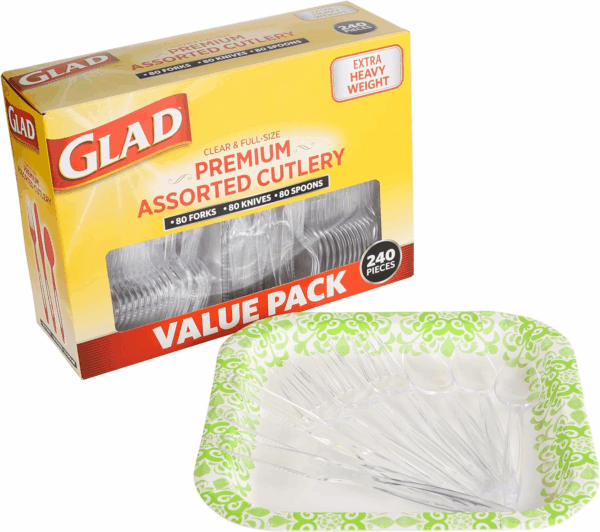 Disposable Cutlery Set - Clear Heavy Duty Plastic Forks, Knives, and Spoons - 240 Piece Plasticware for Parties - Durable, Sturdy Recyclable Utensils - Great for July 4Th, Thanksgiving, Christmas - Image 3
