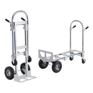 Aluminum Truck, 2 in 1, 800 Lbs Load Capacity, Heavy Duty Industrial Convertible Folding Hand Truck and Dolly, Utility Cart Converts from Hand Truck to Platform Cart with Rubber Wheels