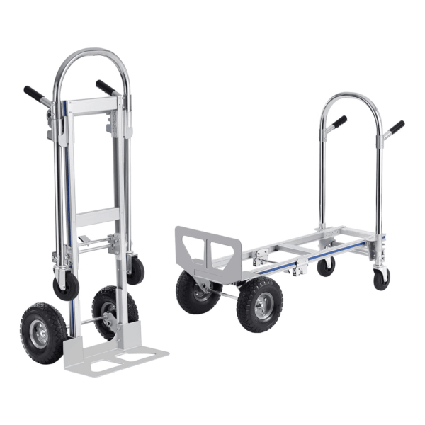 Aluminum Truck, 2 in 1, 800 Lbs Load Capacity, Heavy Duty Industrial Convertible Folding Hand Truck and Dolly, Utility Cart Converts from Hand Truck to Platform Cart with Rubber Wheels