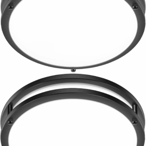 12 Inch Flush Mount Ceiling Lights, 36W 3200LM Black Dimmable Light Fixtures Ceiling Mount, 3000K-5000K Selectable Modern Kitchen Light Fixtures for Stairwell, Balcony, Corridor, Laundry (2-Pack)
