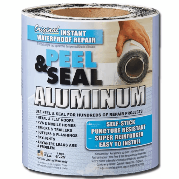 Instant Waterproof Repairs 6-Inches X 25-Feet Silver Aluminum Self-Adhesive Roll Flashing