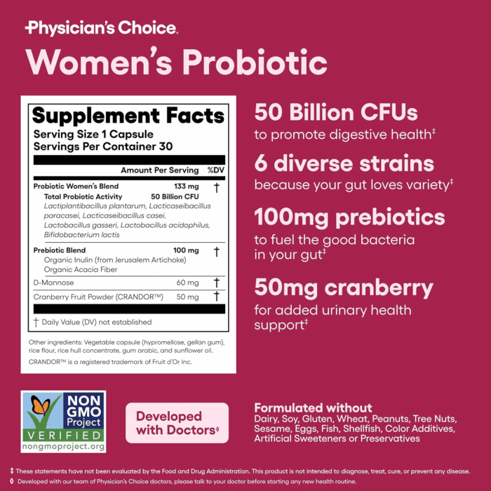 Probiotics for Women - PH Balance, Digestive, UT, & Feminine Health - 50 Billion CFU - 6 Unique Strains for Her - Organic Prebiotics, Cranberry Extract+ - Women Probiotic - 30 CT - Image 6