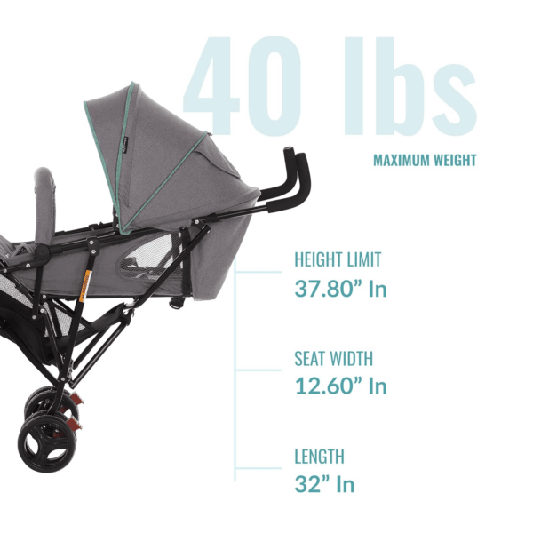 Vista Moonwalk Baby Stroller in Mint, Lightweight Infant Stroller with Compact Fold, Multi-Position Recline Umbrella Stroller with Canopy, Extra Large Storage and Cup Holder - Image 4
