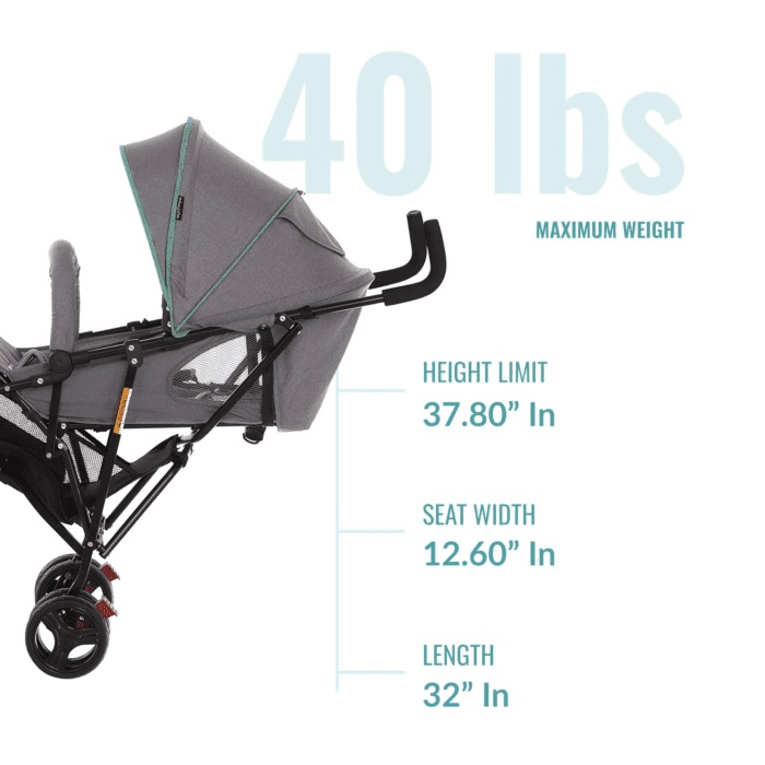 Vista Moonwalk Baby Stroller in Mint, Lightweight Infant Stroller with Compact Fold, Multi-Position Recline Umbrella Stroller with Canopy, Extra Large Storage and Cup Holder - Image 4