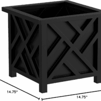 Lattice Design Planter Box – 14.75-Inch-Square Decorative Outdoor Flower or Plant Pot – Front Porch, Patio, and Garden Decor (Black) - Image 7